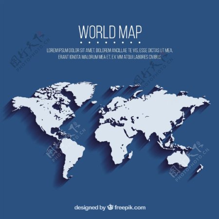 蓝色背景与世界地图