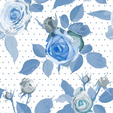 蓝玫瑰花矢量图