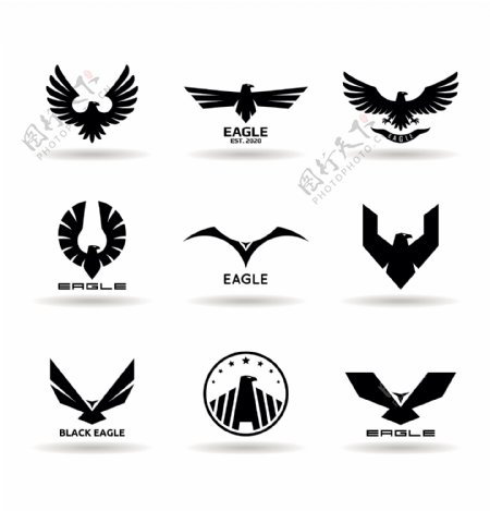 黑白老鹰logo设计