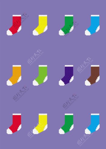 彩色袜子像素点画卡通袜子图片