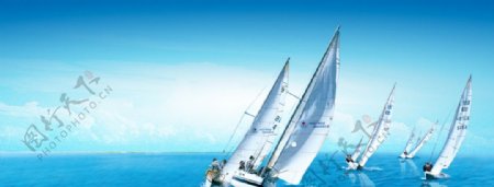 蓝天海洋帆船