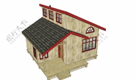 木质别墅单体模型