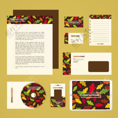 秋季主题的企业形象模板为您的品牌设计制作商务文具