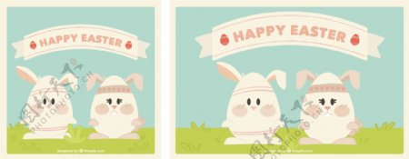 两个蛋形复活节兔子的大背景