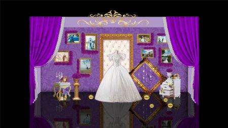 紫色欧式花纹相框婚礼展示签到效果图