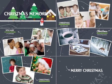 雪中的圣诞相册图集展示AE源文件