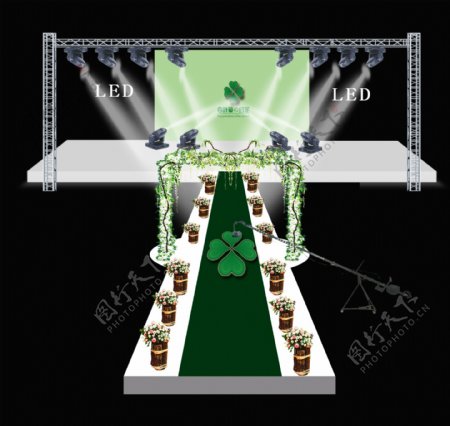婚礼绿色仪式区喷绘效果图