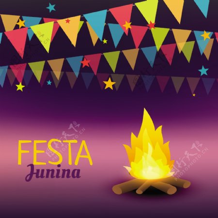Festajunina的背景与篝火