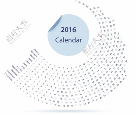 圆环2016年日历表图片