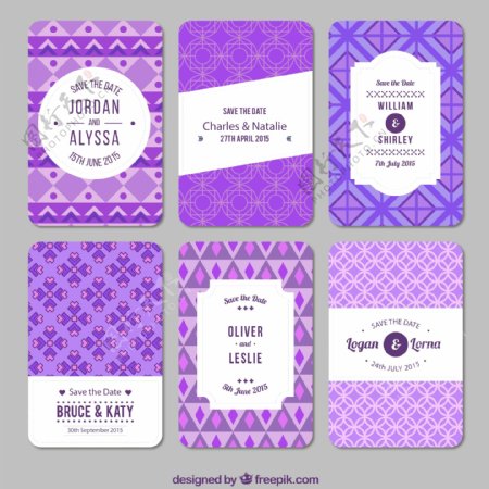 6款紫色欧式婚礼卡片