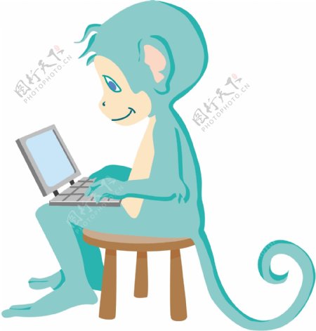 猴子用笔记本电脑