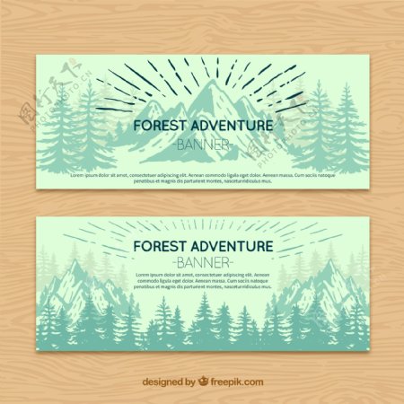 手绘森林素材卡片