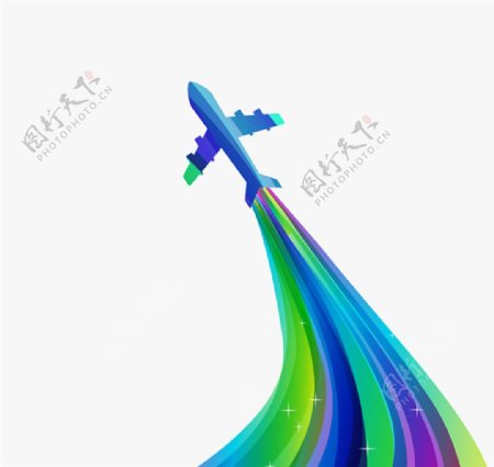 喷气机与彩色轨迹