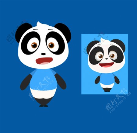 可爱熊猫卡通插画