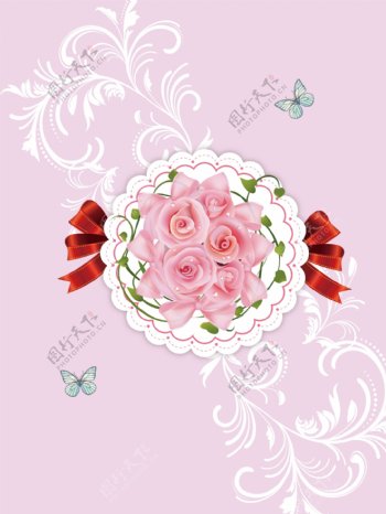 玫瑰花朵粉色移门装饰画