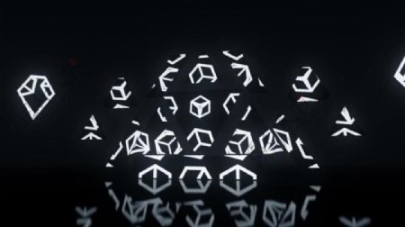 酷炫闪烁荧光粒子几何三角镜面倒影视频素材