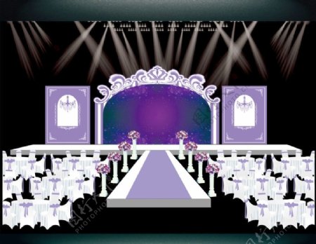 现代浪漫紫色婚礼舞台效果图