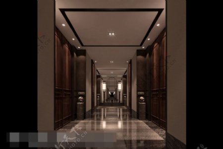 欧式宫廷场景瓷砖电梯过道模型下载