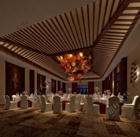 低调风格奢华酒店餐厅空间效果图
