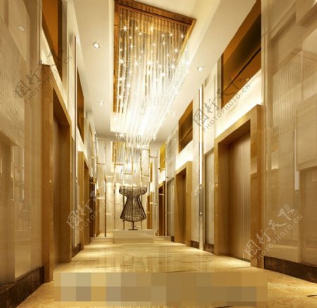 欧式电梯走廊过道瓷砖模型下载