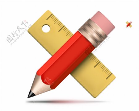 铅笔和尺子icon图标设计