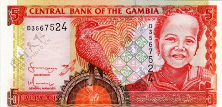 外国货币非洲国家冈比亚货币纸币高清扫描图