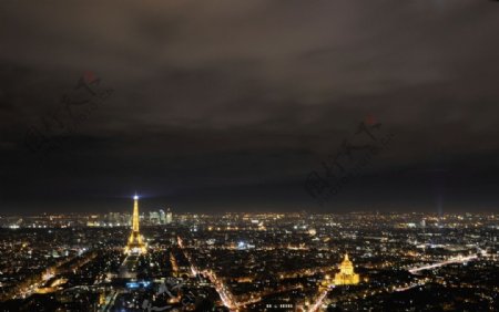 巴黎城市俯瞰夜景