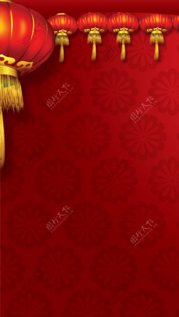 红色灯笼春节H5背景素材