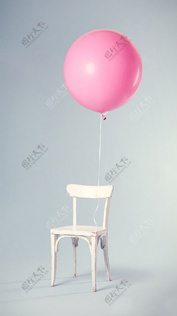 粉色气球凳子H5背景素材