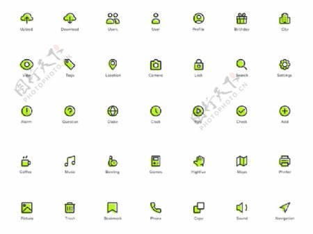 绿色线性icon图标sketch素材