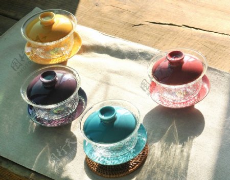 玻璃盖碗陶瓷茶具时尚茶具