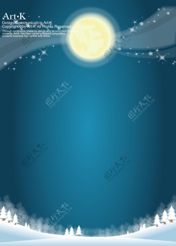 月光蓝色矢量海报背景素材
