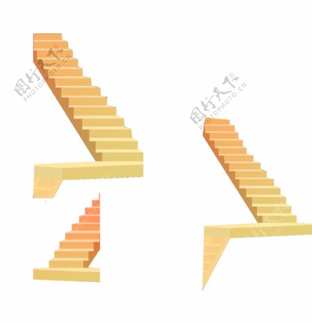 黄色楼梯阶梯png元素素材