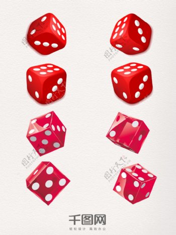 红色骰子元素装饰图案