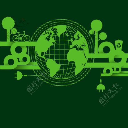 绿色地球环保海报矢量背景