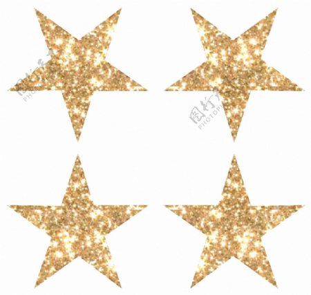 四颗金色的星星免抠png透明素材