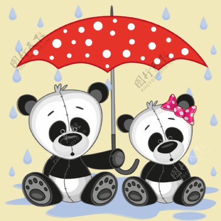 浪漫爱情熊猫卡通矢量素材