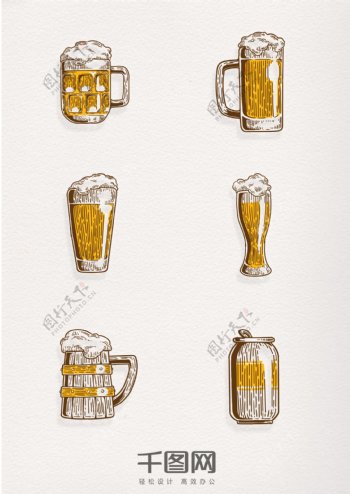 精致复古风格啤酒图标
