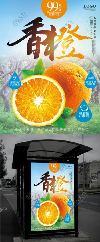 水果海报新鲜水果橙子海报