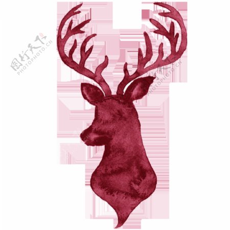 暗红色手绘动物阴影圣诞节透明装饰素材