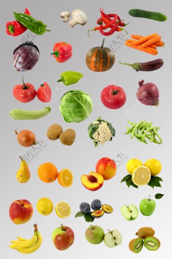 一组蔬菜水果摄影图分层