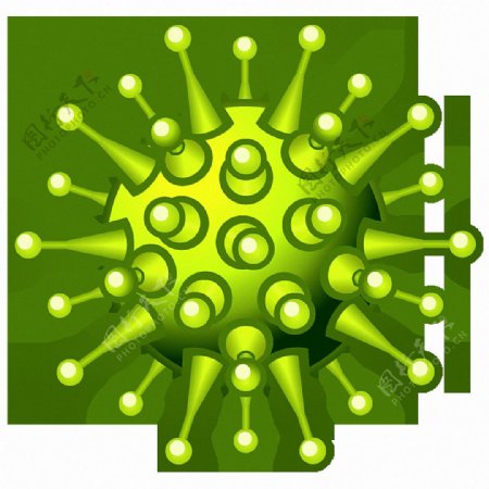 卡通带刺绿色病毒免抠png透明图层素材
