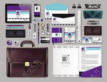 紫色设计商务文具