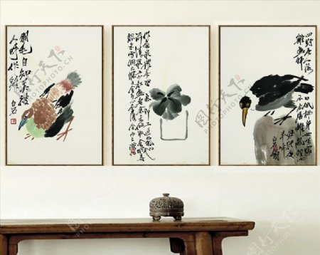 中式挂画现代简约手绘装饰画