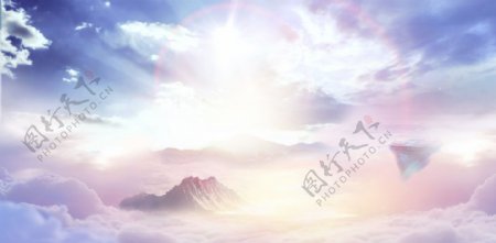 唯美彩色云朵banner背景素材
