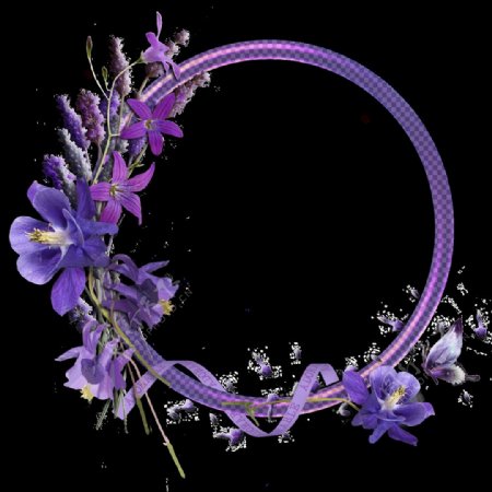 紫色花朵边框元素