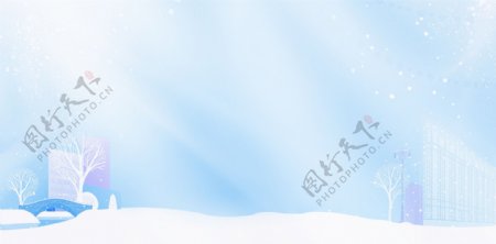 清新白色雪花banner背景素材