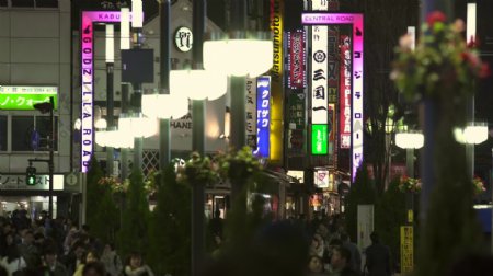 繁忙东京街上的照明标志