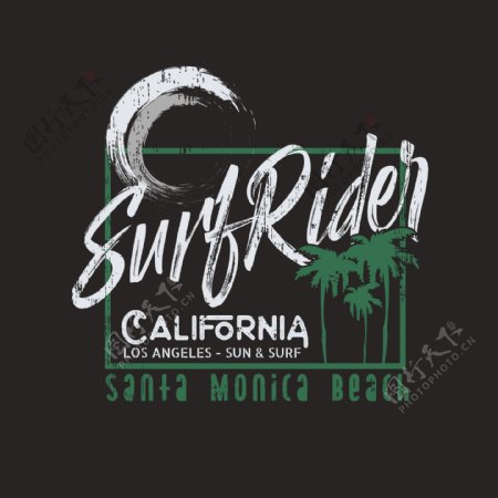 加利福尼亚冲浪标签矢量图下载
