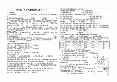 七年级下册生物第五章人体内废物的排出复习